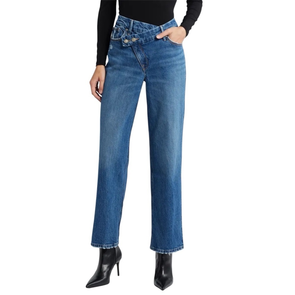 Good American | Good 90’s Crossover Jean Size 30/10 Medium Wash Straight Leg